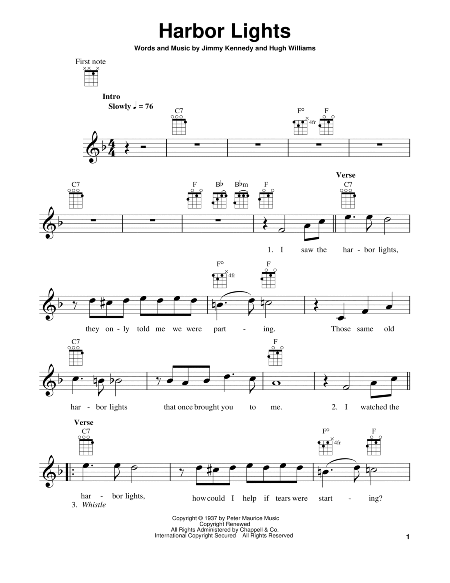 Harbor Lights Ukulele scores gallery preview page 1