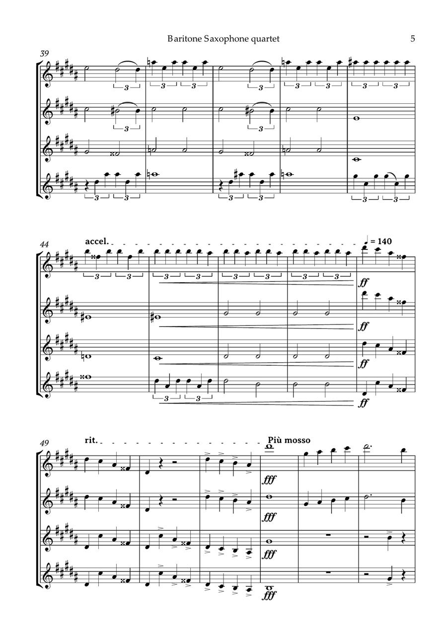Swan Lake Tchaikovsky Baritone Saxophone Quartet Baritone Saxophone scores gallery preview page 6