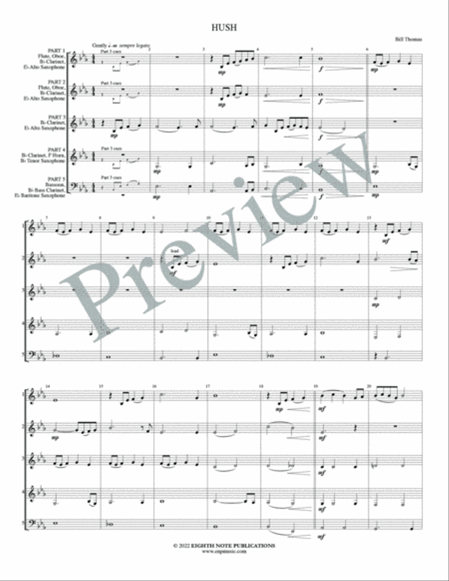 Hush Woodwind Quartet scores gallery preview page 3