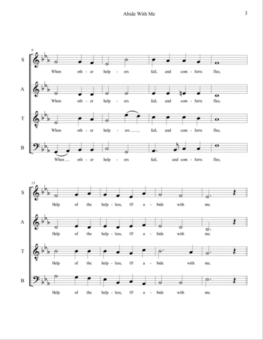 Abide With Me (SATB + Descant, with Organ) 4-Part scores gallery preview page 3