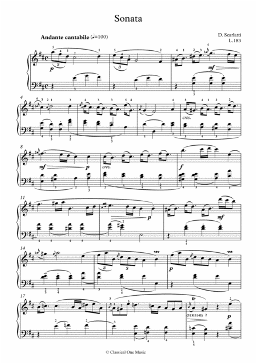 Scarlatti-Sonata in D-Major L.183 K.277(piano) Scarlatti-Sonata in D-Major L.183 K.277(piano) Piano Solo scores gallery preview page 2