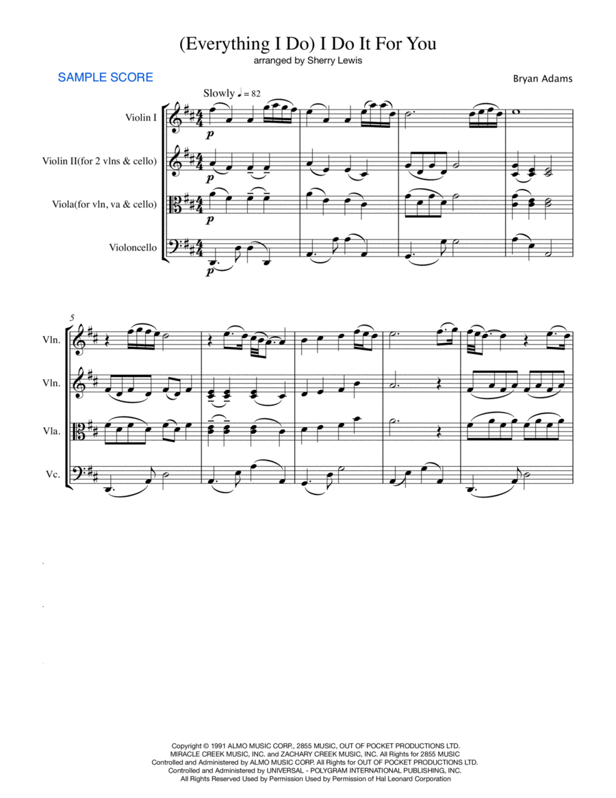 (Everything I Do) I Do It For You String Trio scores gallery preview page 1