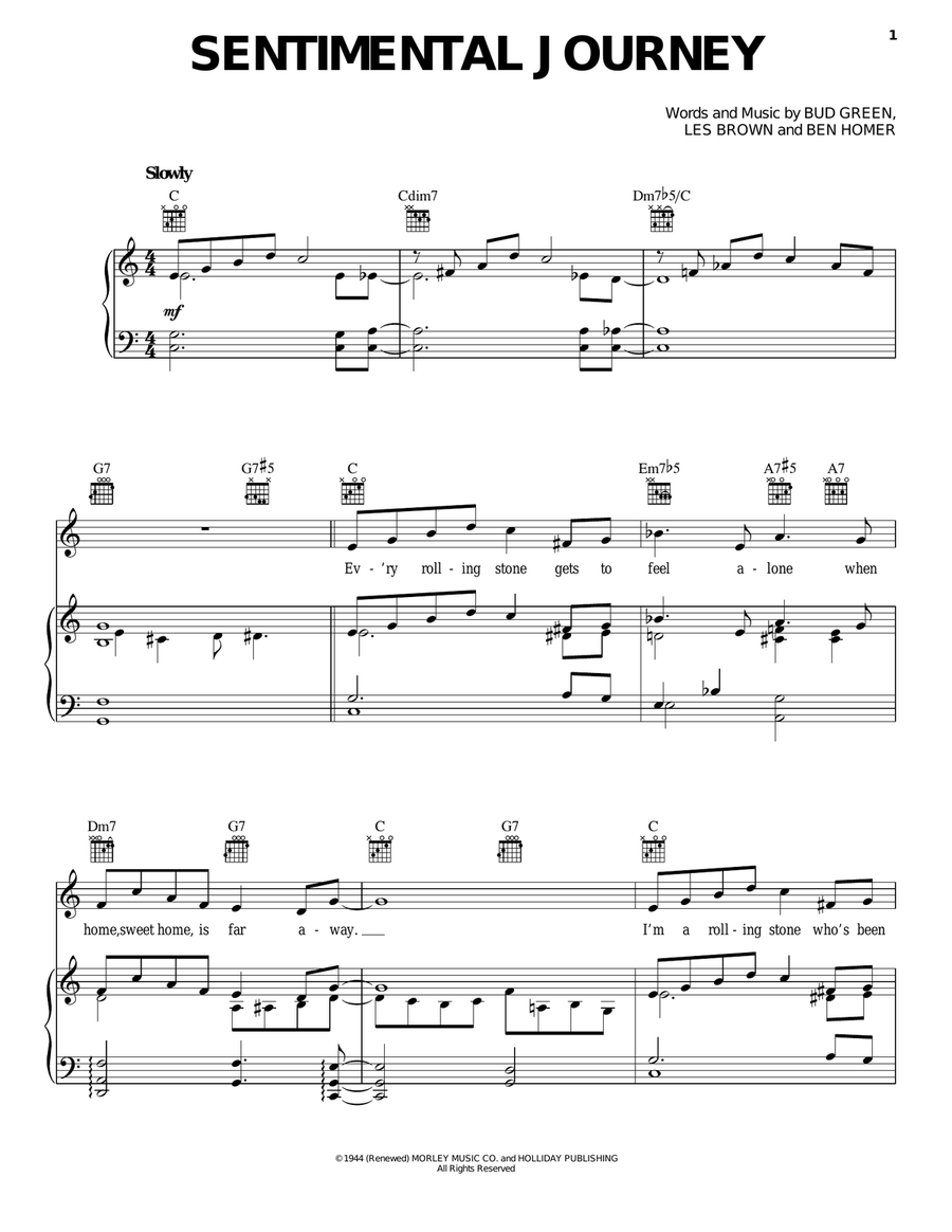 Sentimental Journey Guitar scores gallery preview page 1