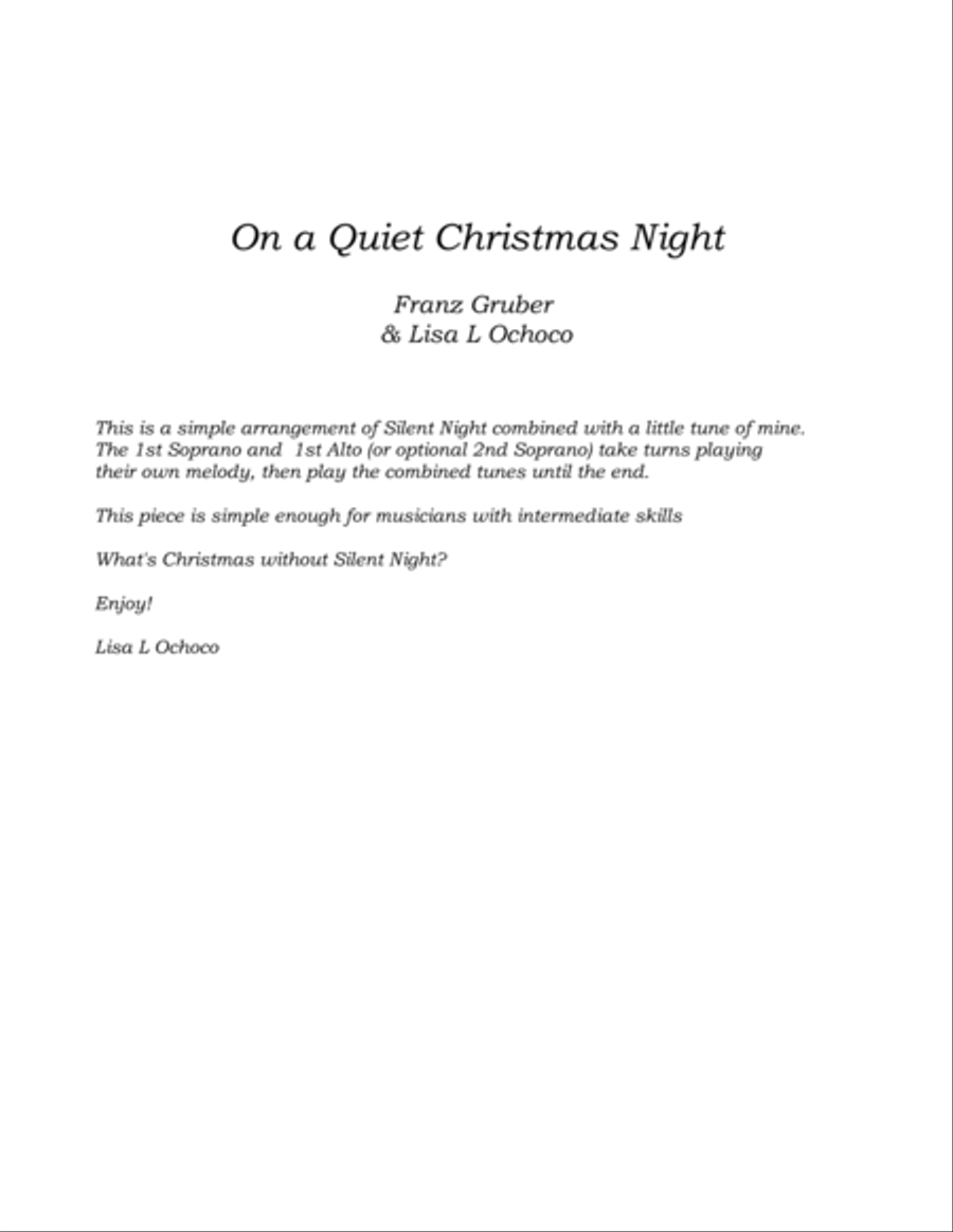 On a Quiet Christmas Night for Saxophone Choir Woodwind Ensemble scores gallery preview page 4