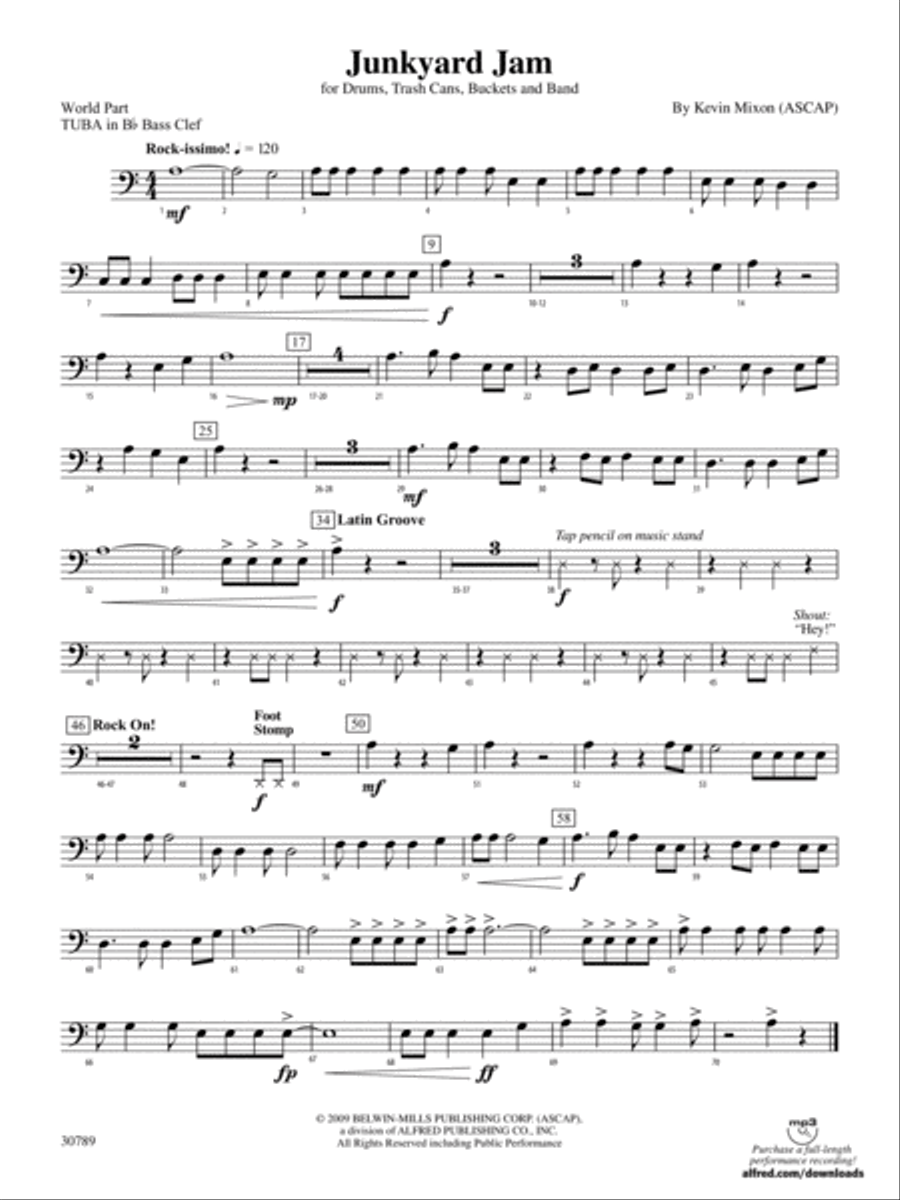 Junkyard Jam: (World Part) B-flat Tuba B.C. Concert Band scores gallery preview page 1