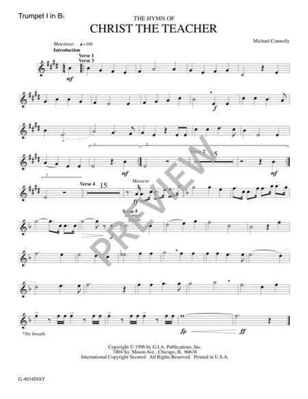 The Hymn of Christ the Teacher - Instrument edition