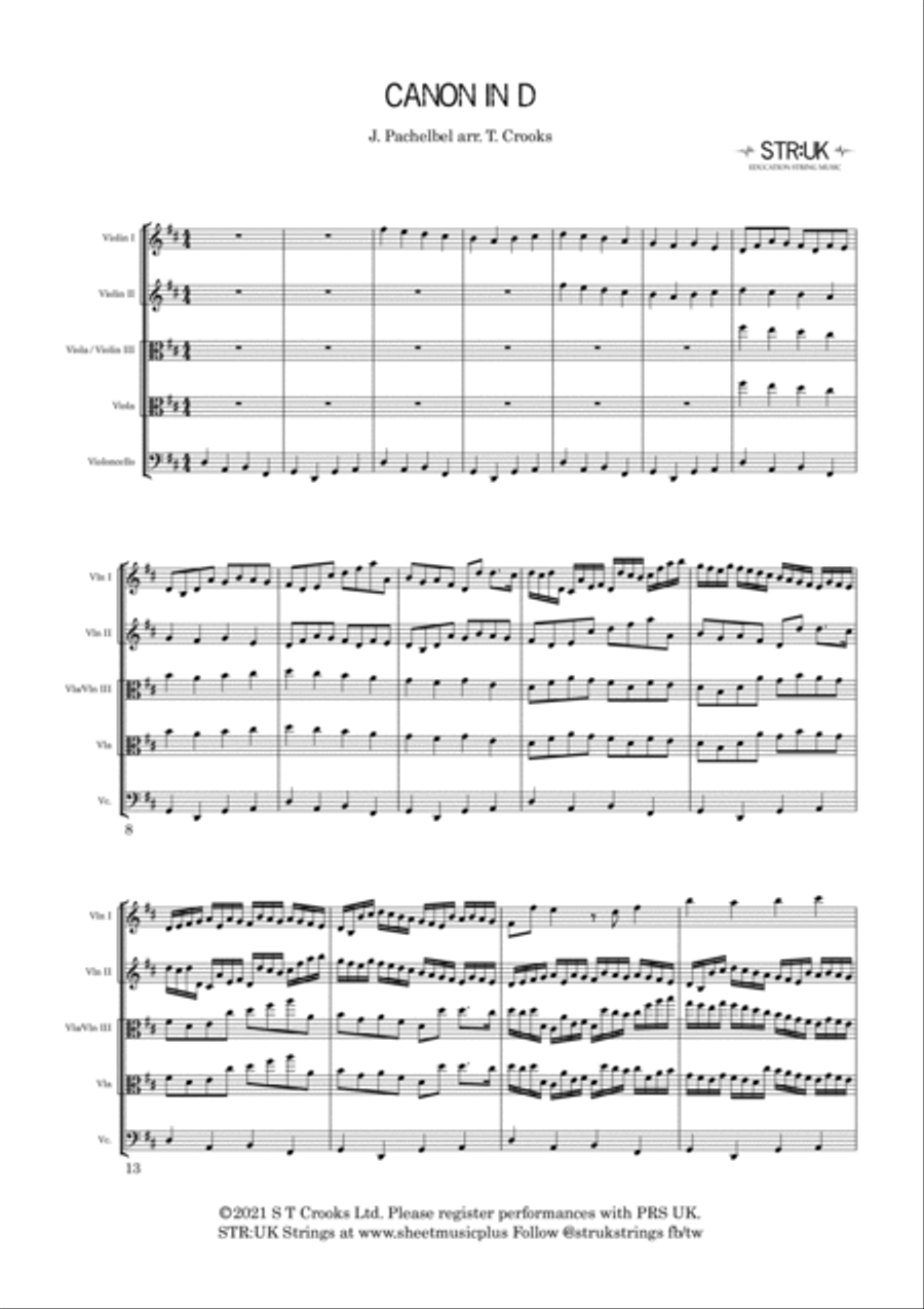 Pachelbel - Canon in D (STR:UK Strings) String Quartet scores gallery preview page 2