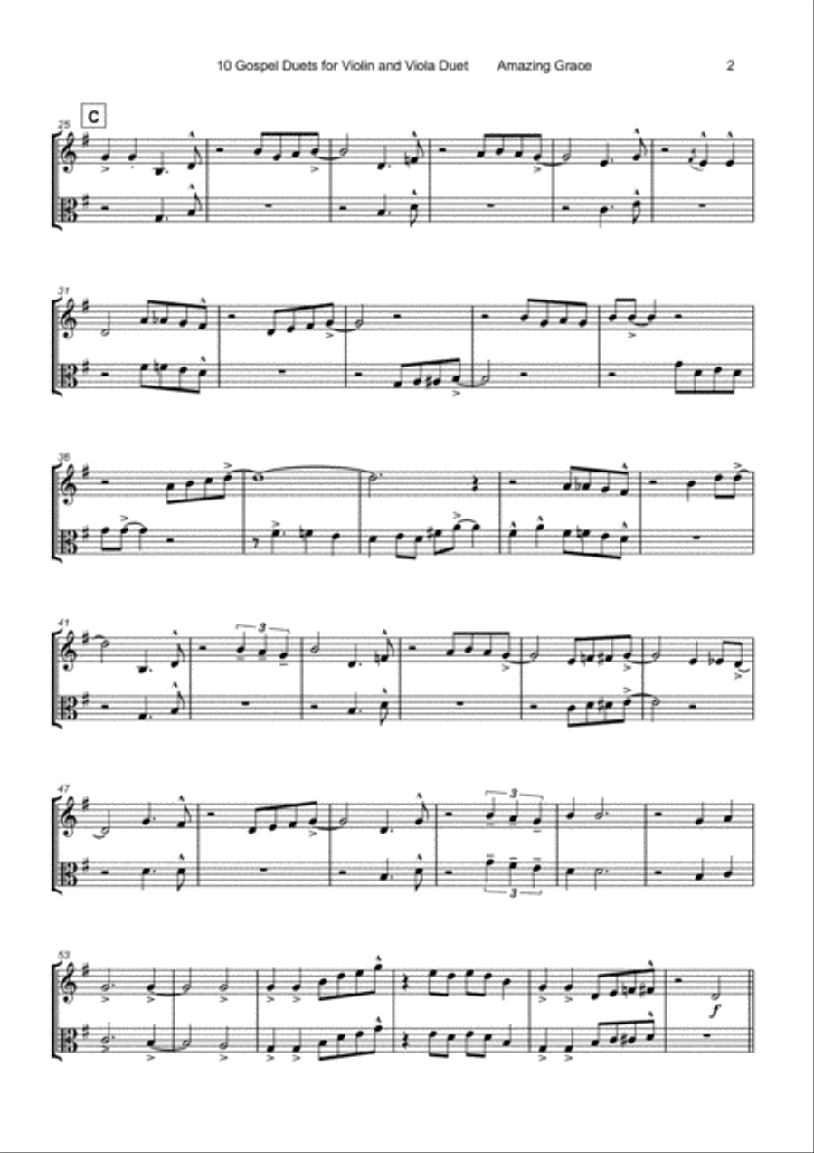 10 Gospel Duets for Violin and Viola String Duet scores gallery preview page 4