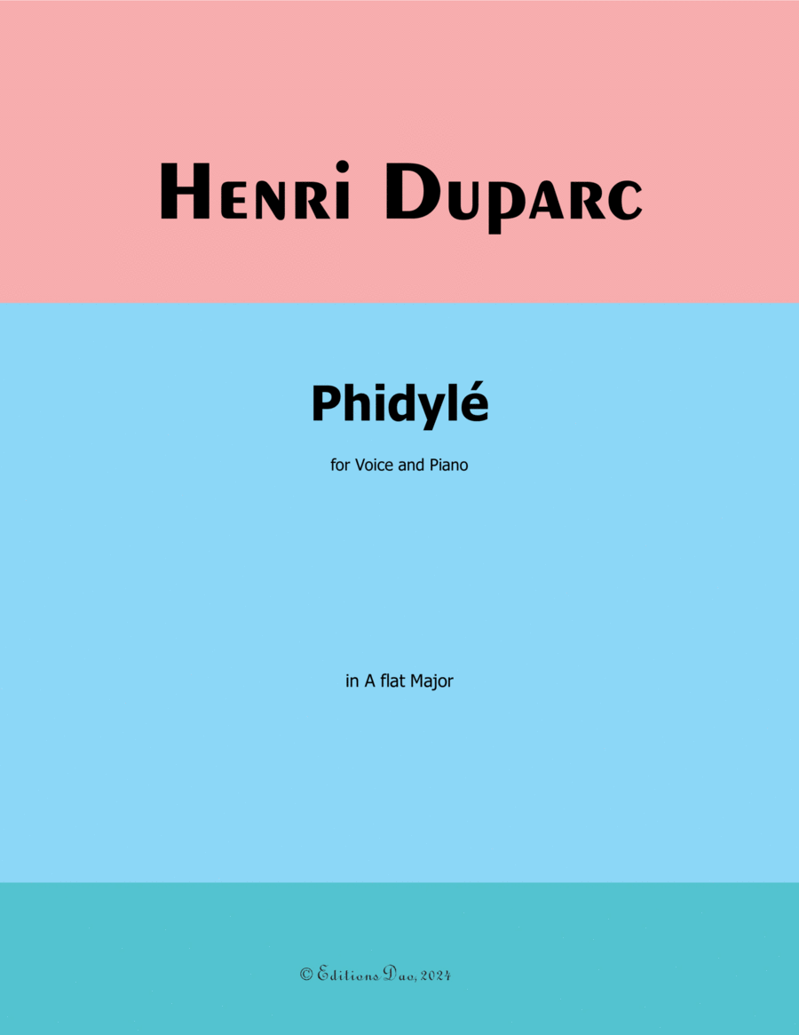 Phidylé, by Henri Duparc, in A flat Major Voice scores gallery preview page 1