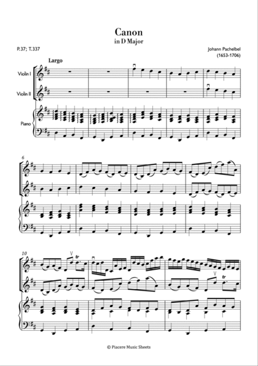 Pachelbel - Canon in D Major for 2 Violins & Piano - Intermediate String Duet scores gallery preview page 2
