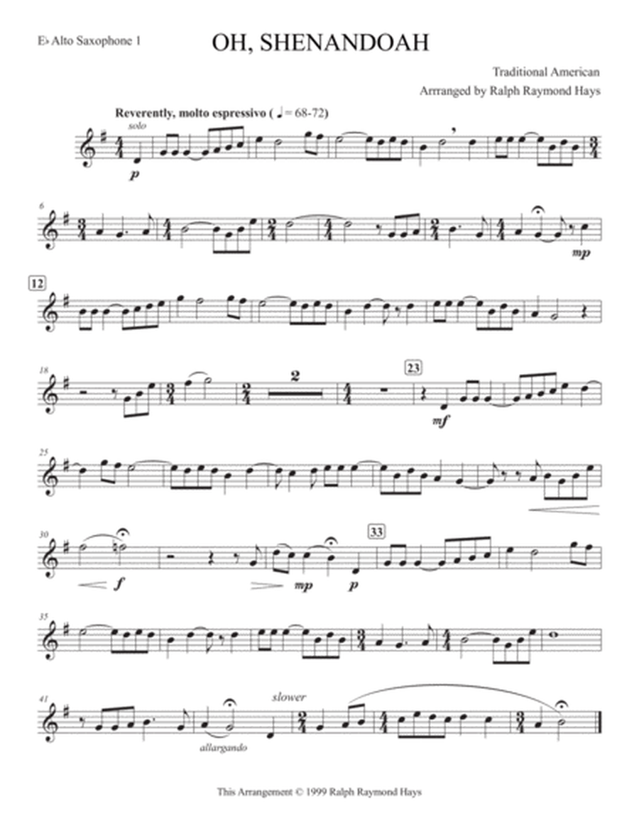 Shenandoah (for saxophone quartet) image number null