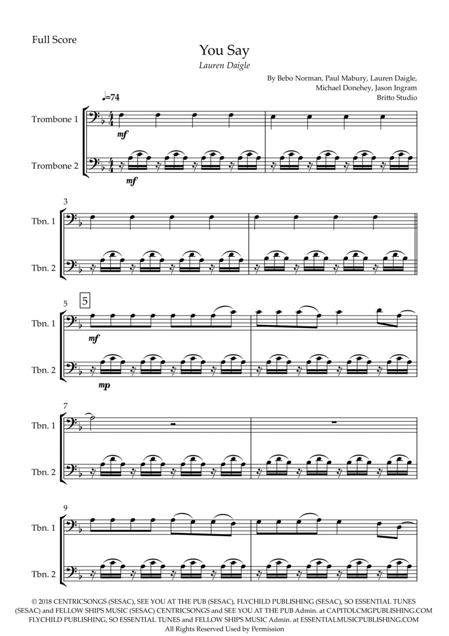 You Say Trombone Duet scores gallery preview page 1