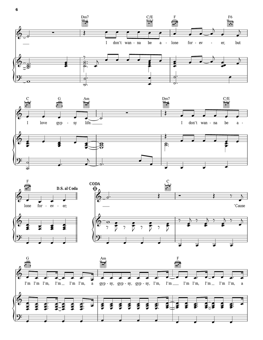 Gypsy Gypsy Piano, Vocal, Guitar scores gallery preview page 6