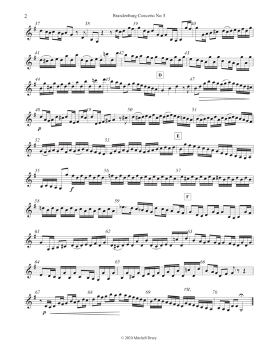 Brandenburg Concert No. 3 - Allegro - String Quartet / Trio String Quartet scores gallery preview page 2