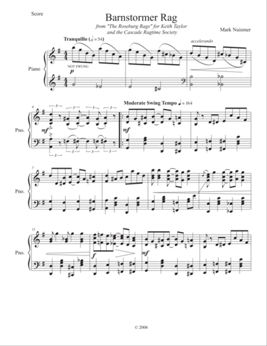 Barnstormer Rag Barnstormer Rag Piano Solo scores gallery preview page 1