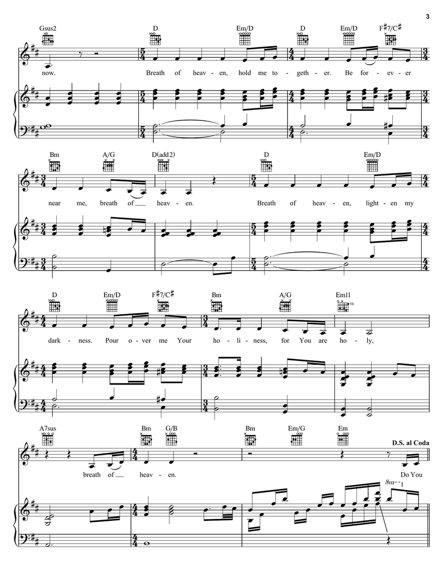 Breath Of Heaven (Mary's Song) Piano, Vocal, Guitar scores gallery preview page 3