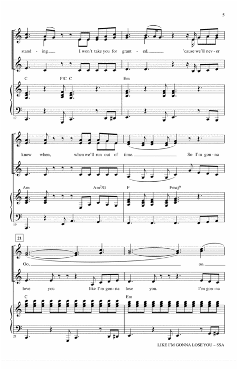 Like I'm Gonna Lose You SSA scores gallery preview page 4
