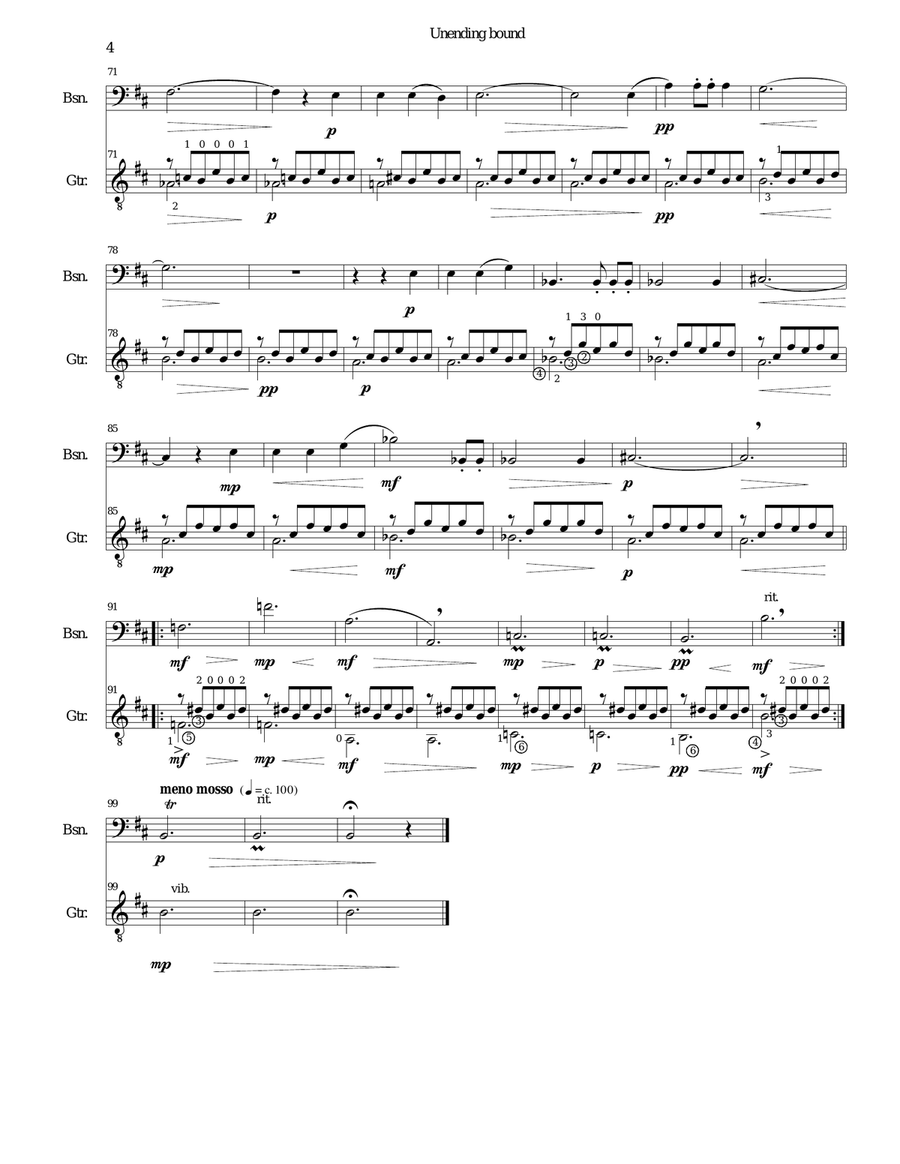 Unending bound for bassoon and classical guitar Bassoon scores gallery preview page 4