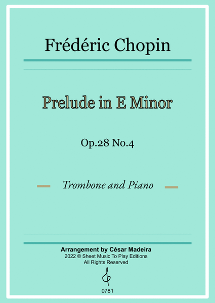 Prelude in E minor by Chopin - Trombone and Piano (Full Score and Parts) image number null