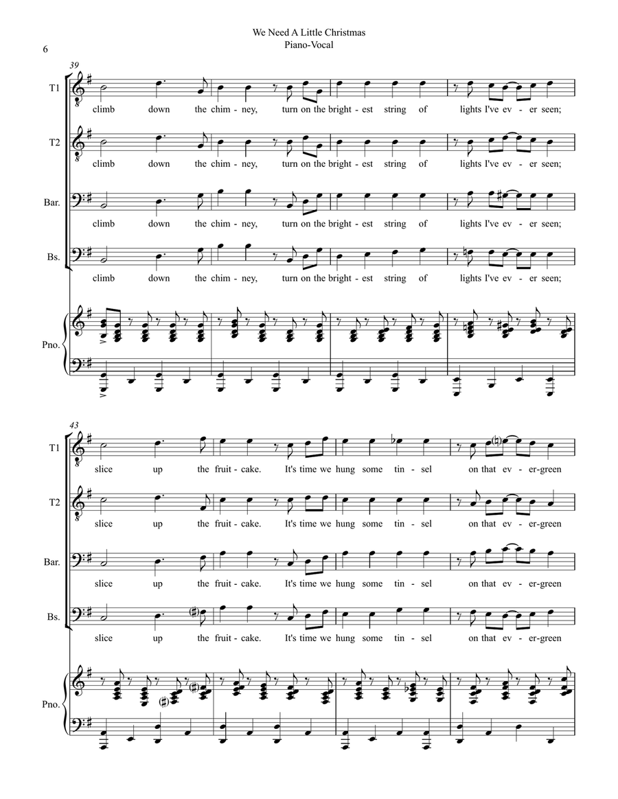 We Need A Little Christmas TTBB scores gallery preview page 6