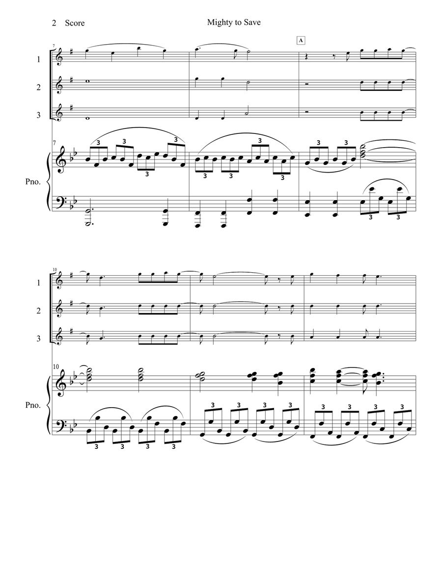 Mighty To Save Woodwind Trio scores gallery preview page 3