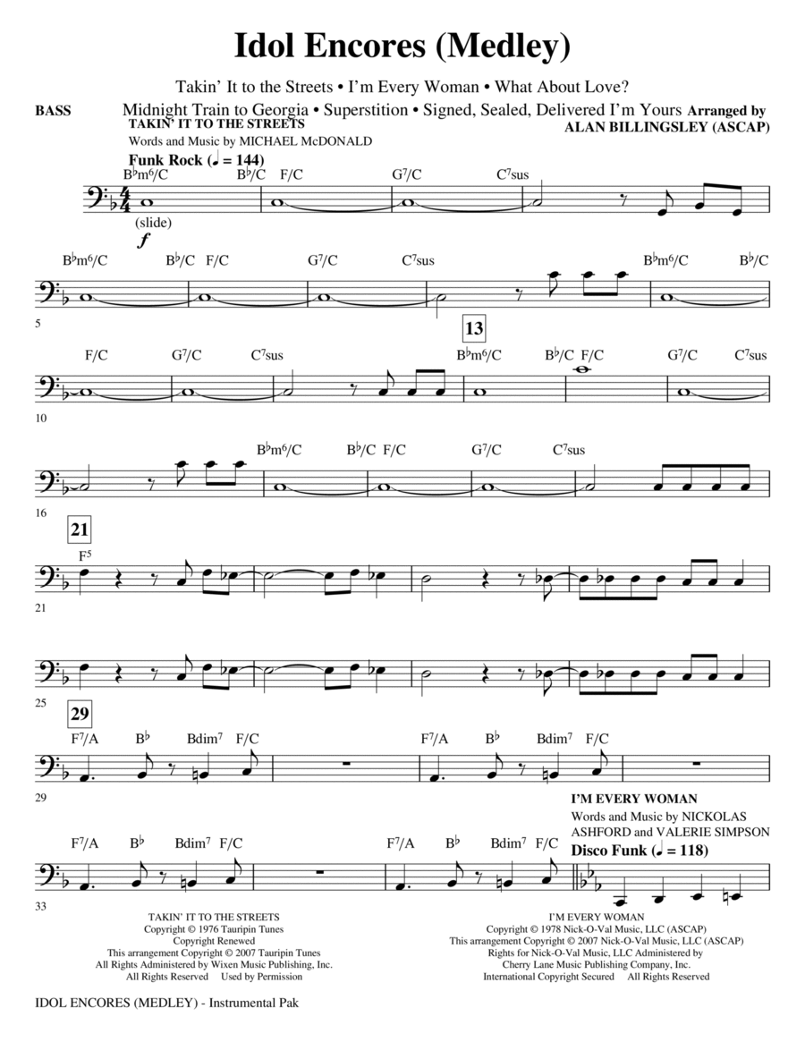 Idol Encores (Medley) - Bass Choir scores gallery preview page 1
