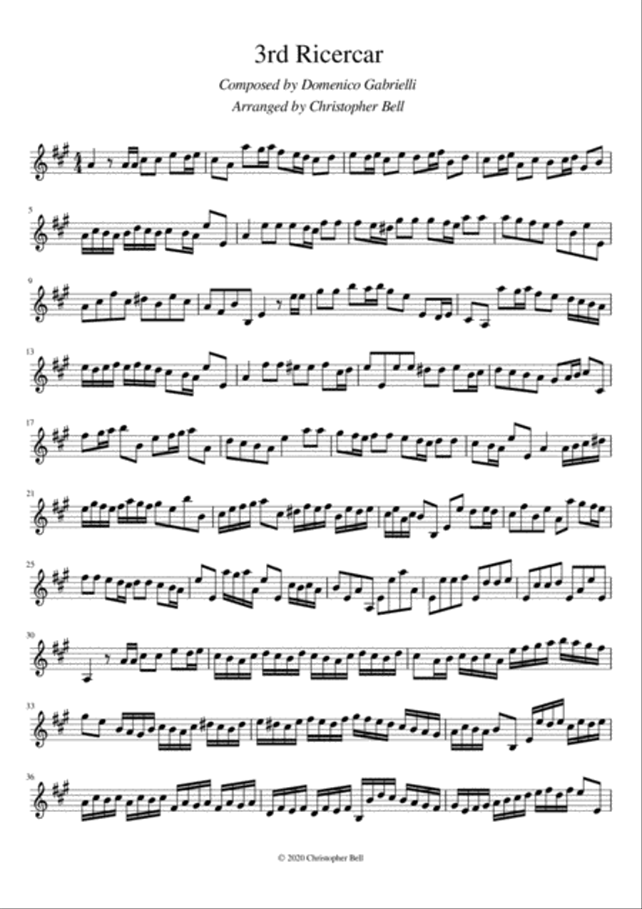 Ricercar No. 3 Violin Solo scores gallery preview page 1