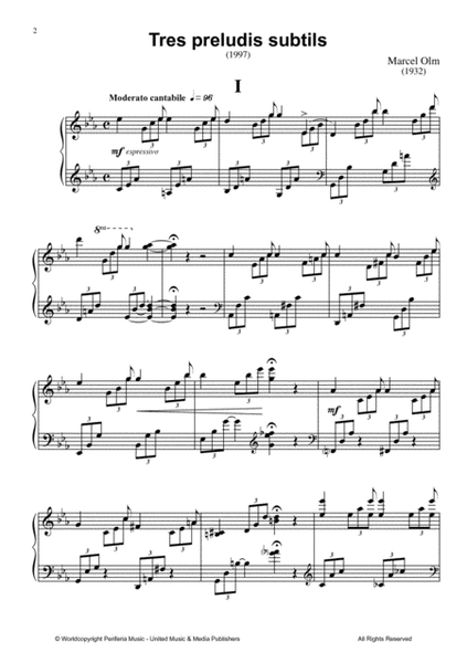 Tres preludis subtils for Piano