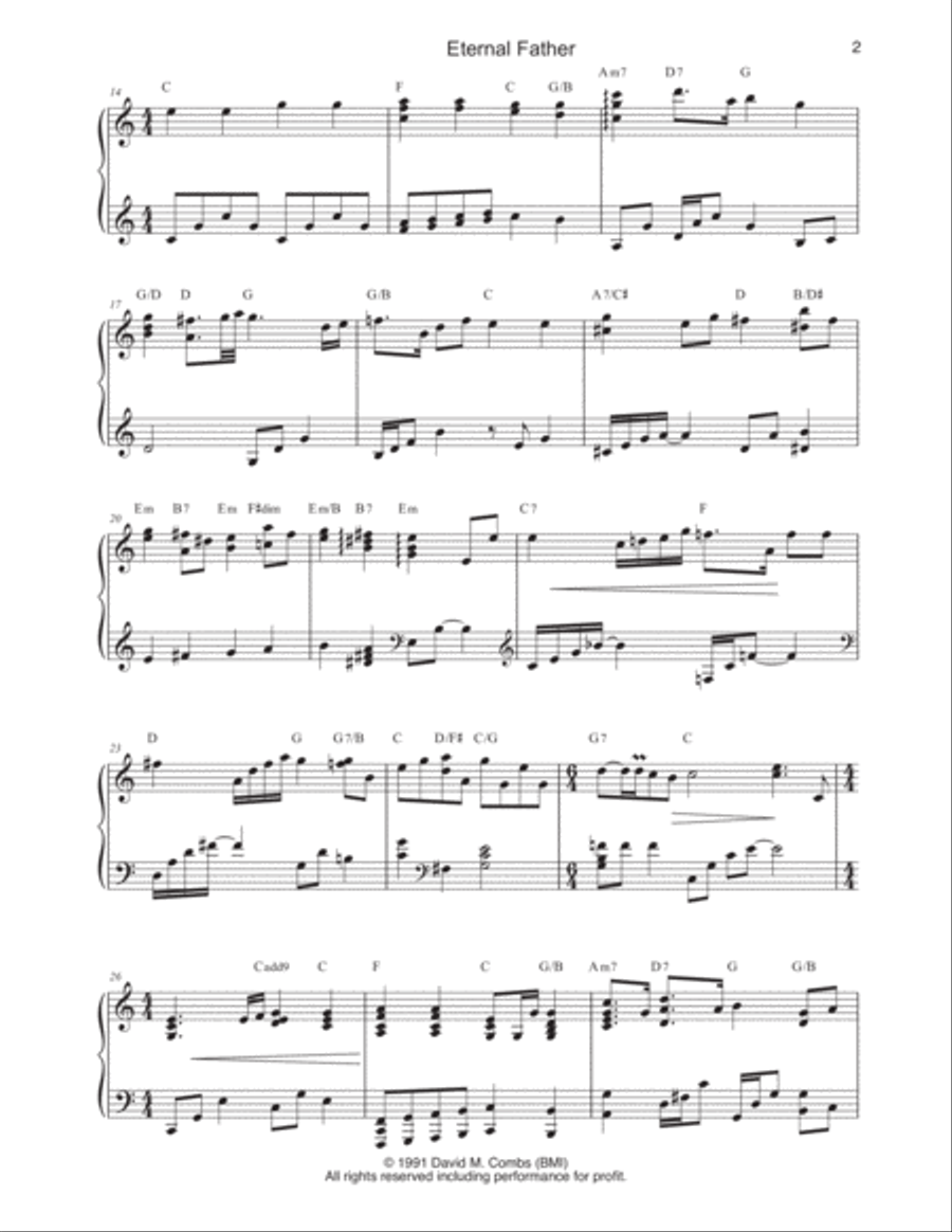 Eternal Father, Strong to Save (The Navy Hymn) Piano Solo scores gallery preview page 2