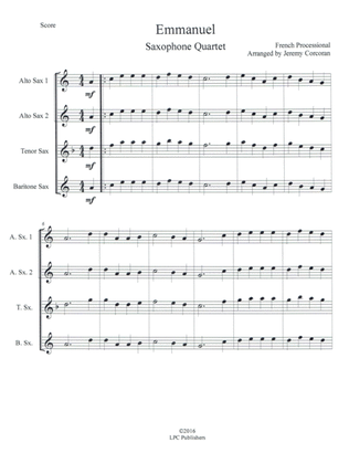 Book cover for Oh Come, Emmanuel for Saxophone Quartet (SATB or AATB)