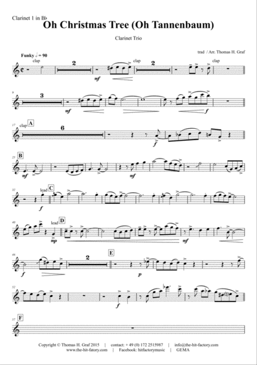 Oh Christmas tree - Oh Tannenbaum - Funky - Clarinet Trio Clarinet Trio scores gallery preview page 5
