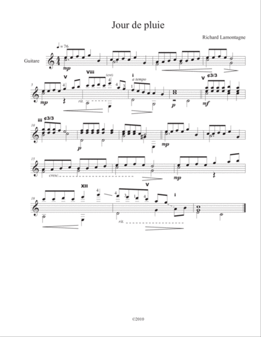 Jour de pluie Guitar Solo scores gallery preview page 1