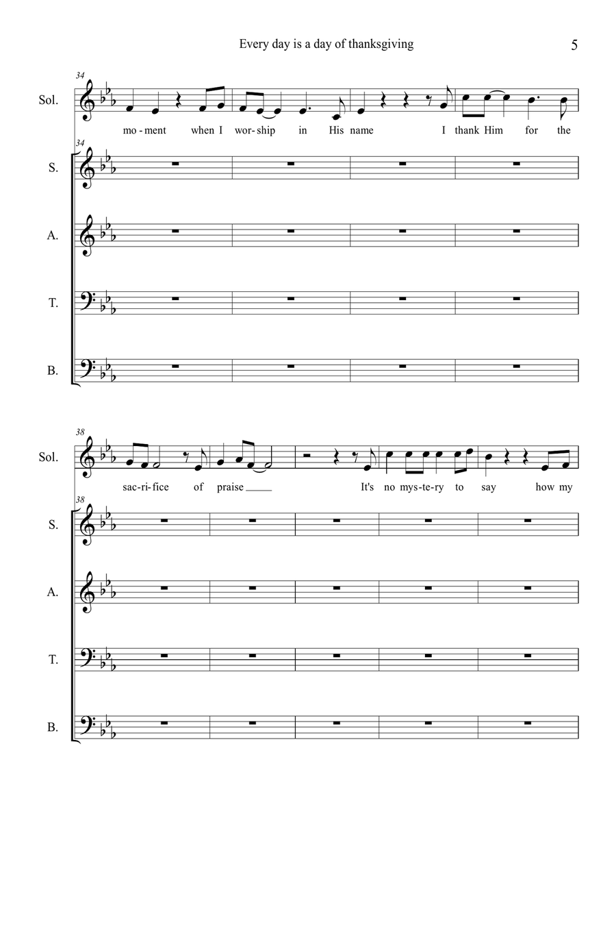Every day is a day of thanksgiving 4-Part scores gallery preview page 5