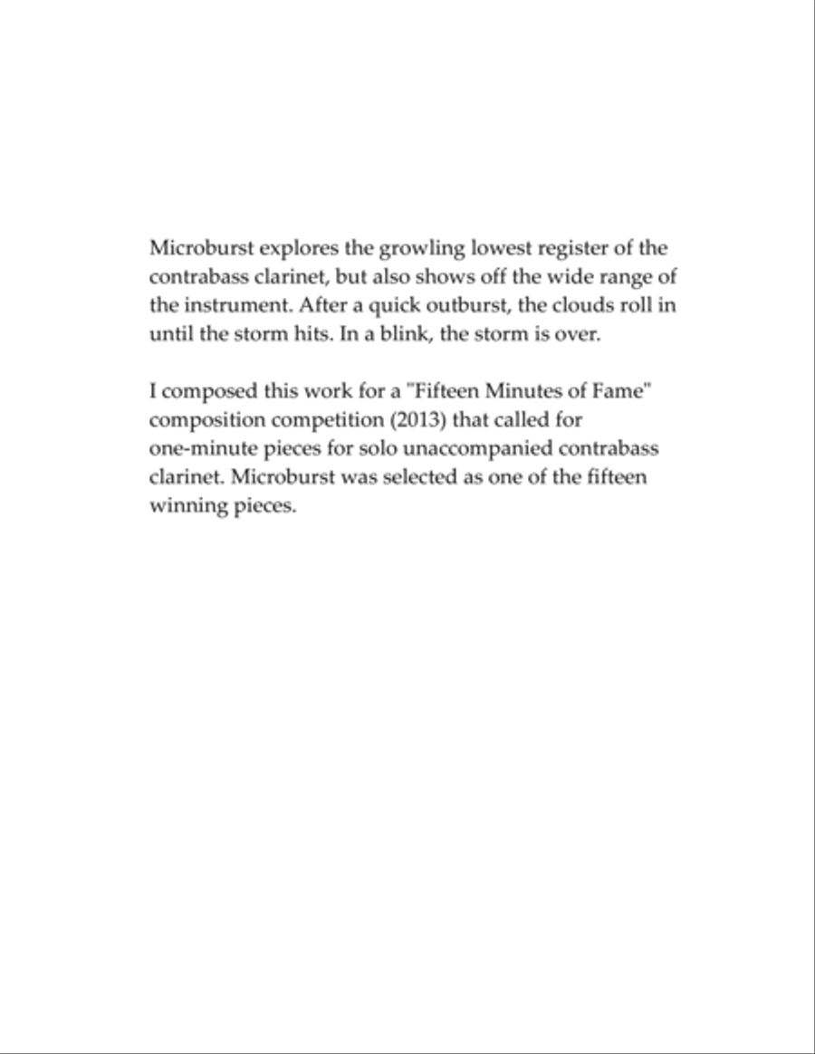 Microburst for solo contrabass clarinet Bass Clarinet scores gallery preview page 2