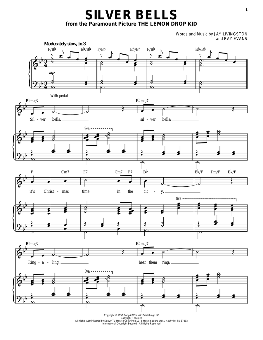 Silver Bells Piano, Vocal scores gallery preview page 1