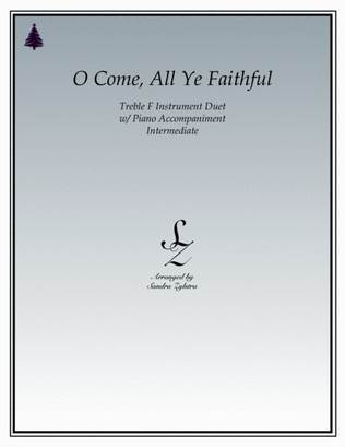 O Come, All Ye Faithful (treble F instrument duet)