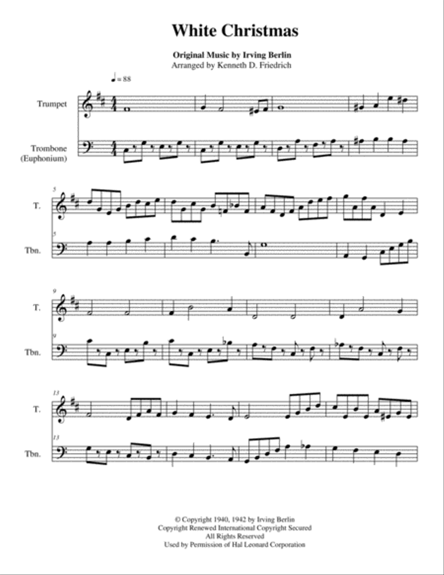 White Christmas Brass Ensemble scores gallery preview page 1