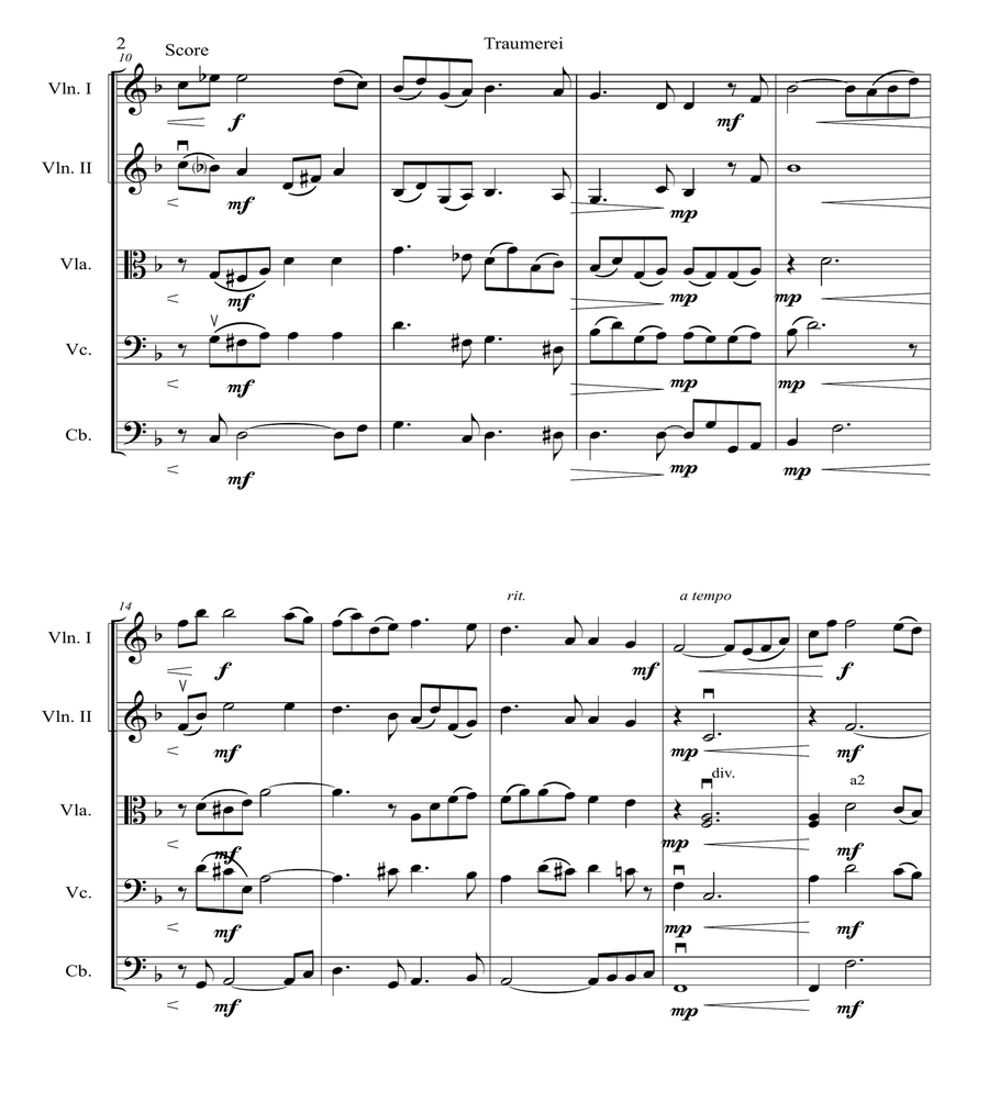 Traumerei Arranged For String Orchestra image number null