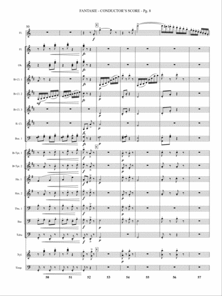Fantasie for Flute and Wind Ensemble Concert Band scores gallery preview page 4