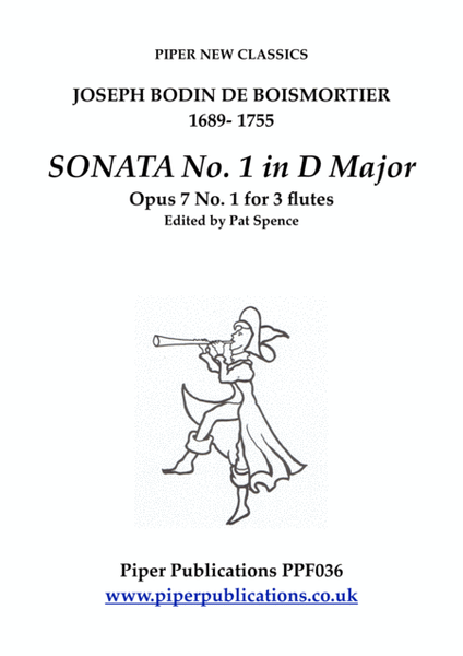 BOISMORTIER SONATA No. 1 in D MAJOR OPUS 7 No.1 for 3 flutes