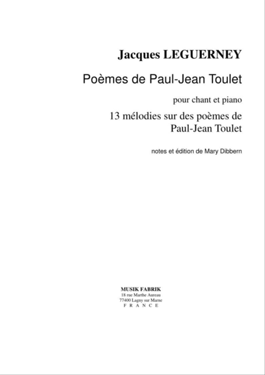 Poemes de Paul-Jean Toulet Voice scores gallery preview page 1