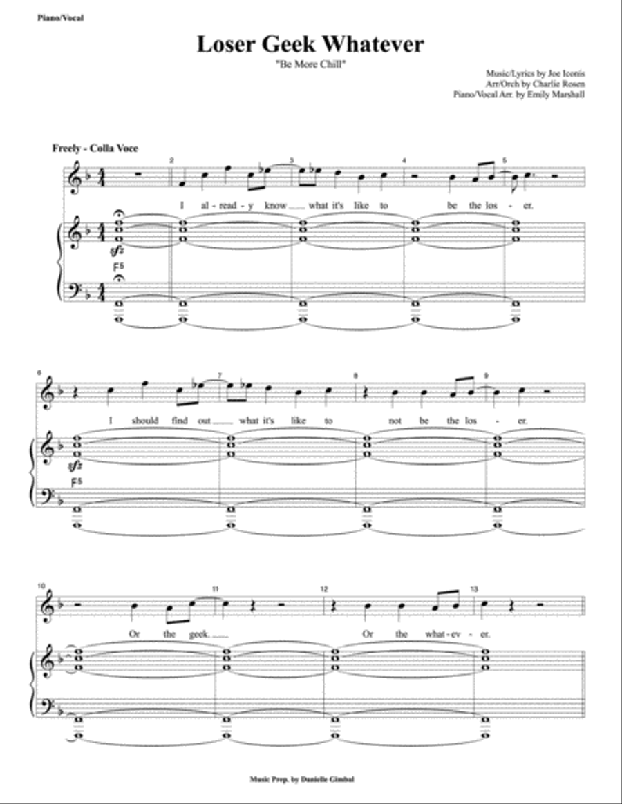 Loser Geek Whatever Piano, Vocal scores gallery preview page 1