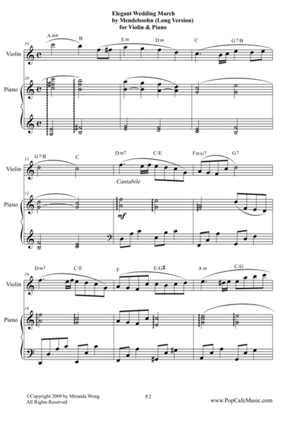 Elegant Wedding March (Long Version) for Violin & Piano image number null