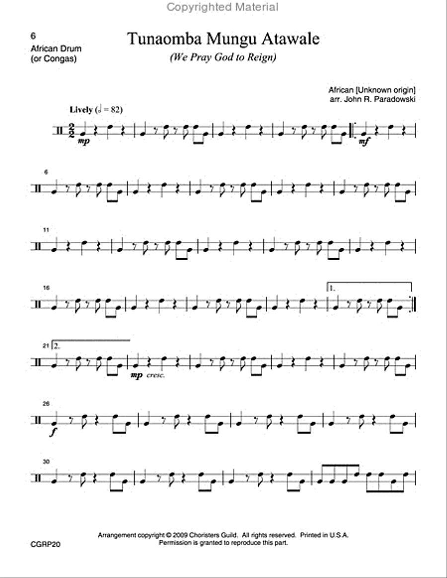 Tunaomba Mungu Atawale We Pray God to Reign Reproducible Instrumental Parts Reproducible Packs scores gallery preview page 5