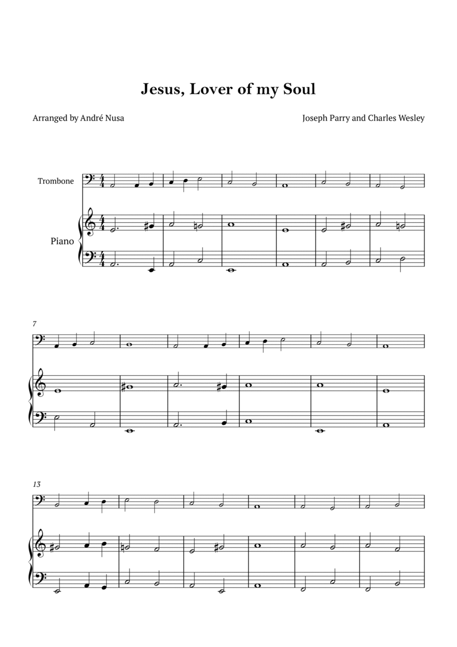 Jesus, Lover of my Soul Easy Piano scores gallery preview page 1