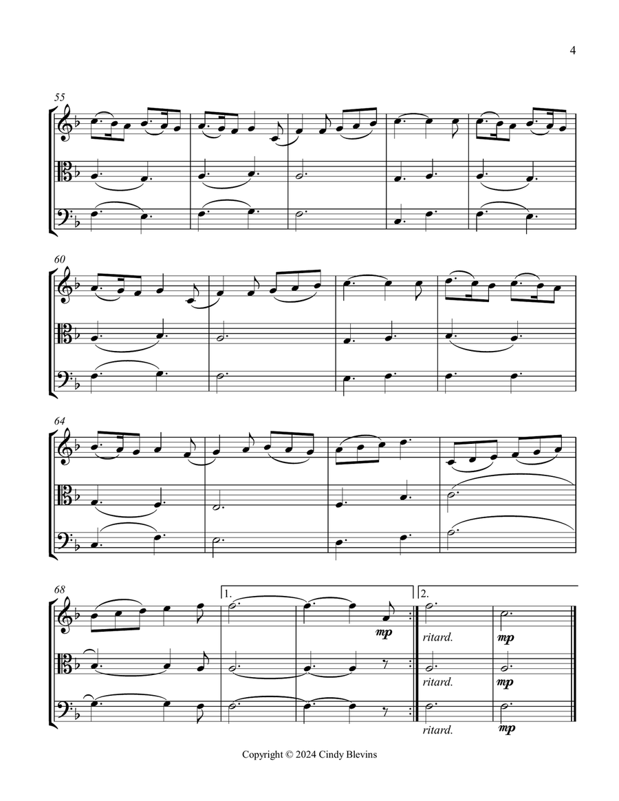 Gesu Bambino, for Violin, Viola and Cello String Trio scores gallery preview page 5