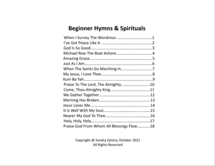 Beginner Hymns & Spirituals (prestaff piano) Easy Piano scores gallery preview page 3