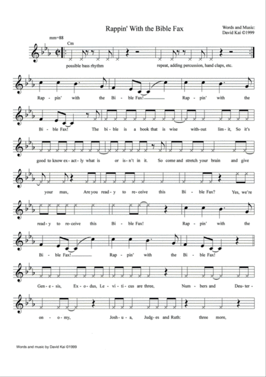 Rappin' With the Bible Fax (lead sheet) Piano, Vocal, Guitar scores gallery preview page 1