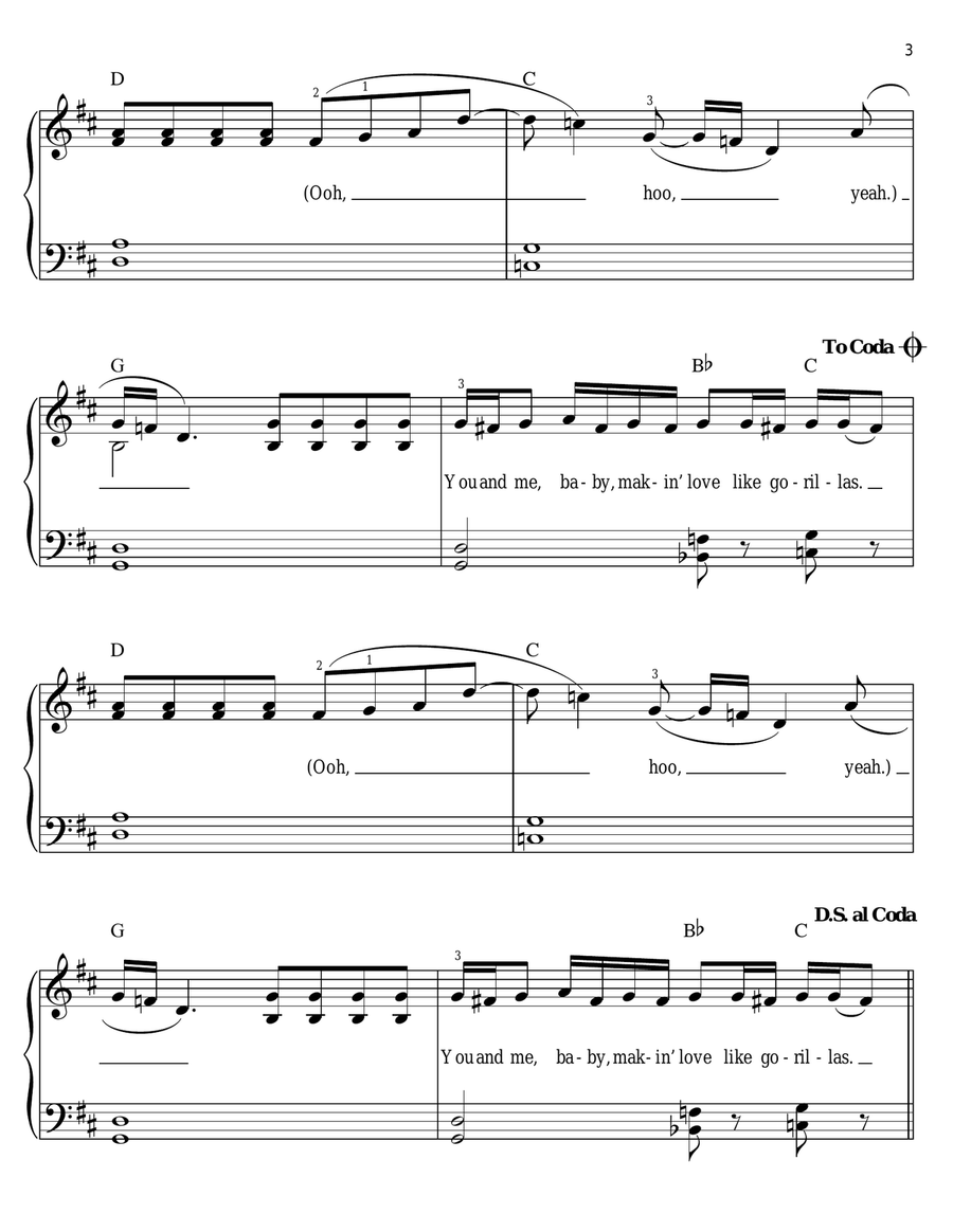 Gorilla Easy Piano scores gallery preview page 3