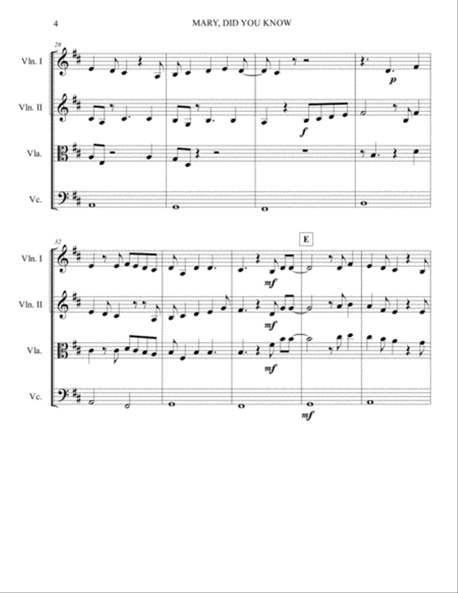 Mary, Did You Know? Mary, Did You Know? String Quartet scores gallery preview page 4